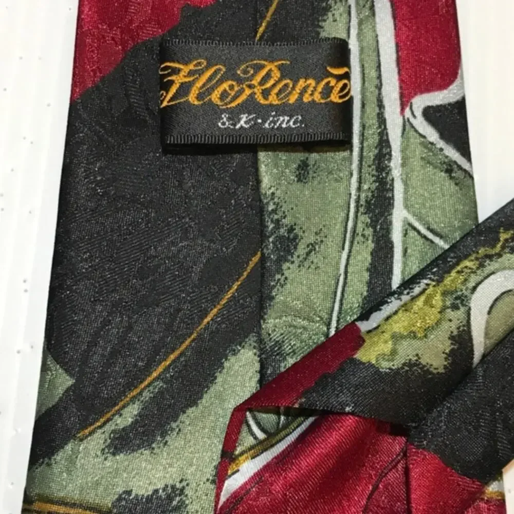 FloRence & K-inc. Abstract Pattern Long Wide Silk Necktie